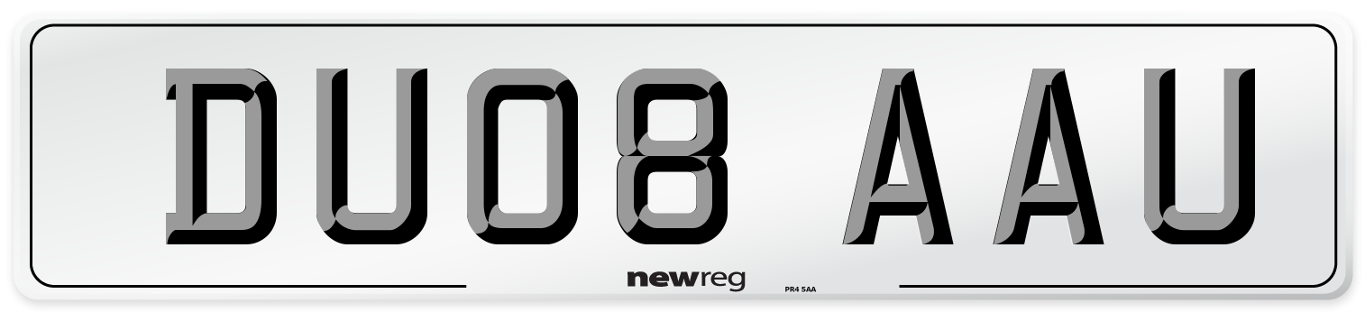 DU08 AAU Number Plate from New Reg